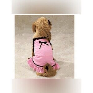 Pink Ruffles and Ribbons Dog Dress with Black Trim